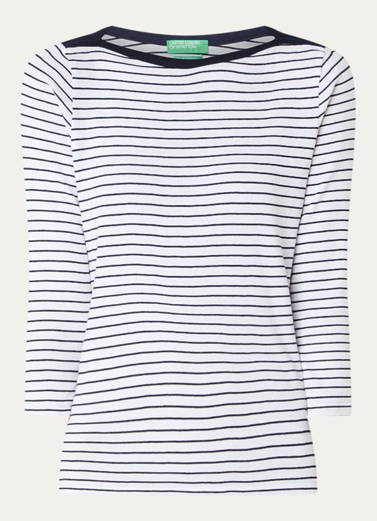 Benetton Dames Longsleeve met streepprint in de kleur Wit