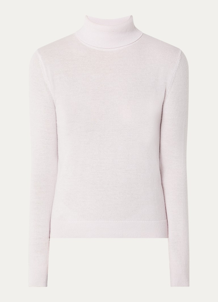 Benetton Dames Fijngebreide coltrui van merino wol in de kleur Lichtroze