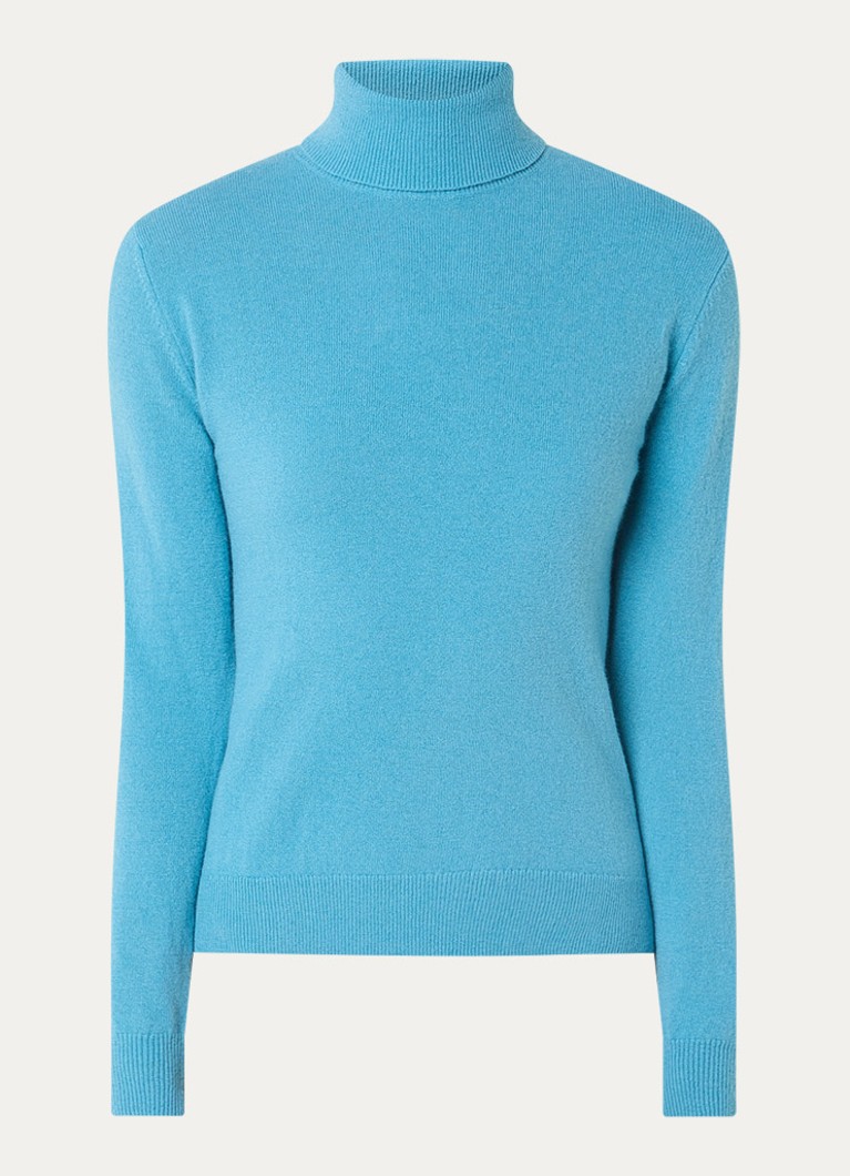 Benetton Dames Fijngebreide coltrui van merino wol in de kleur Turquoise