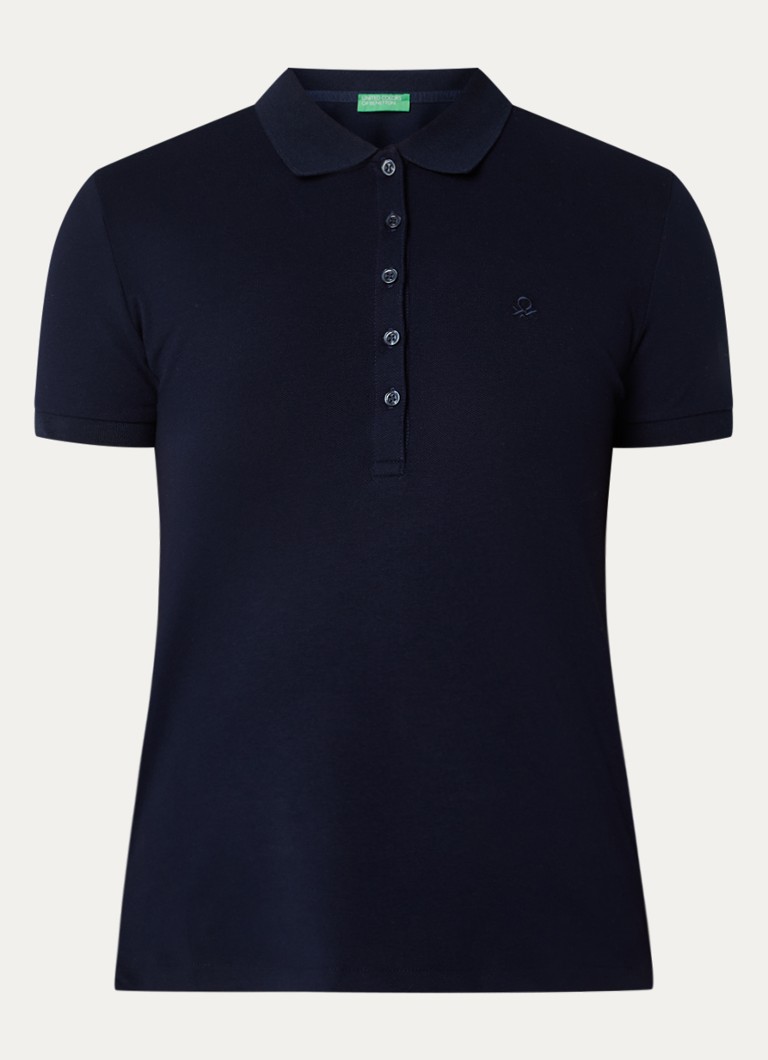 Benetton Dames Polo met logo in de kleur Blauw