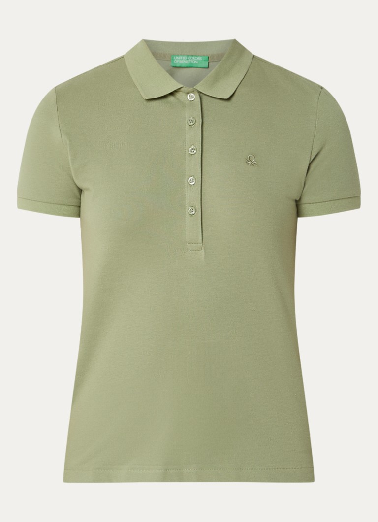 Benetton Dames Polo met logo in de kleur Lindegroen