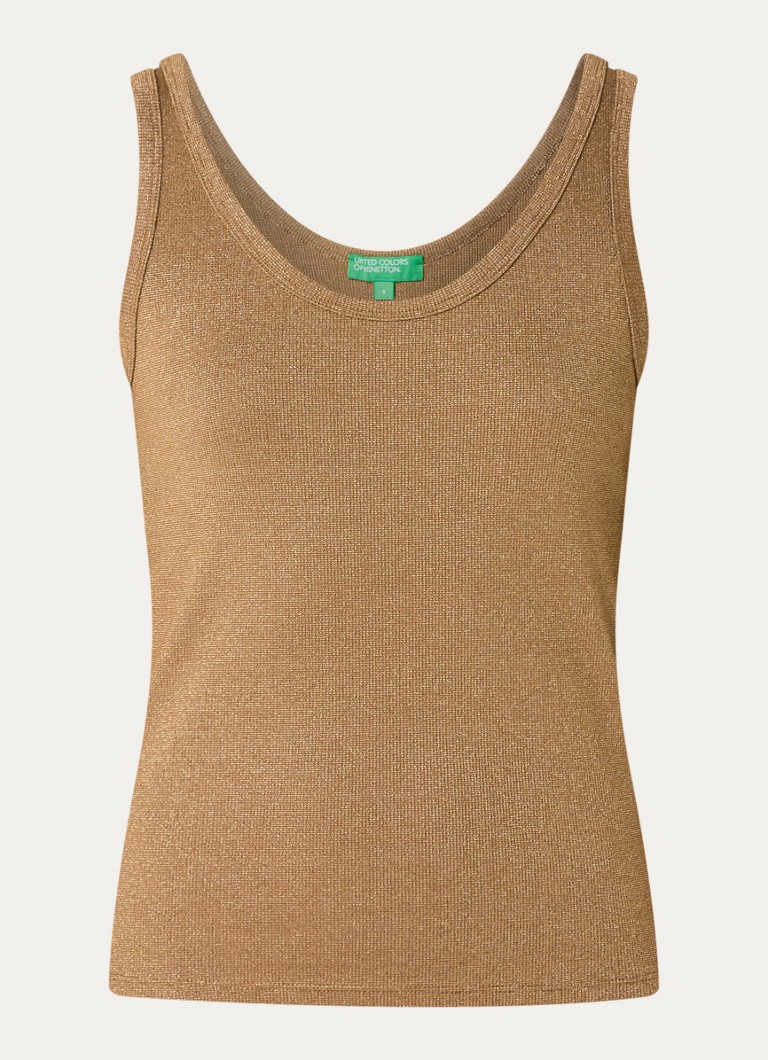 Benetton Dames Tanktop met lurex in de kleur Camel