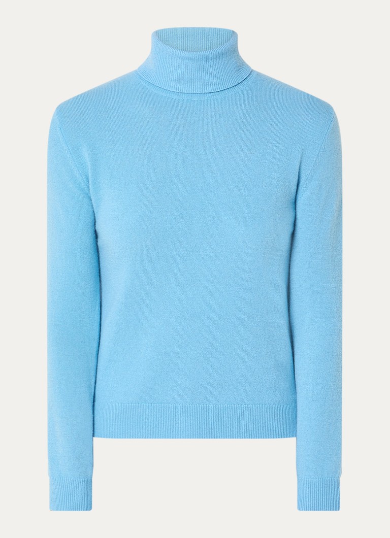 Benetton Dames Fijngebreide coltrui van merino wol in de kleur Lichtblauw