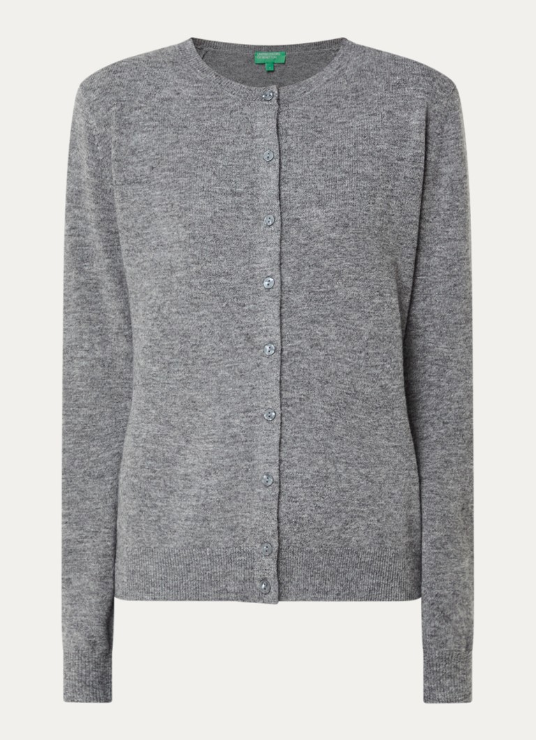 Benetton Dames Fijngebreid vest van scheerwol met ronde hals in de kleur Middengrijs