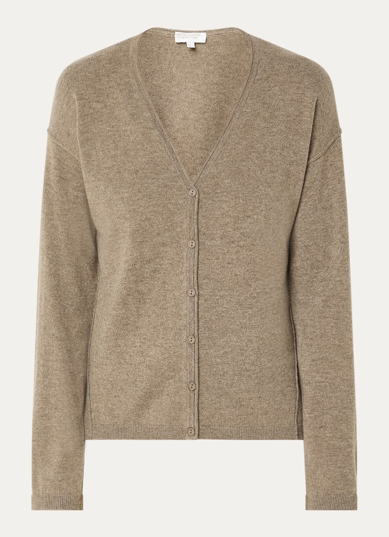 Benetton Dames Fijngebreid vest in kasjmierblend met V-hals in de kleur Bruin