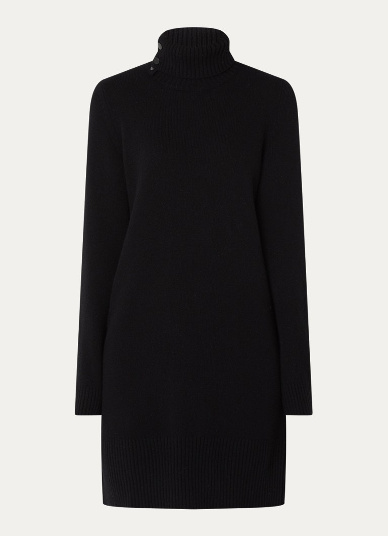 Benetton Dames Midi jurk in wolblend met col in de kleur Zwart