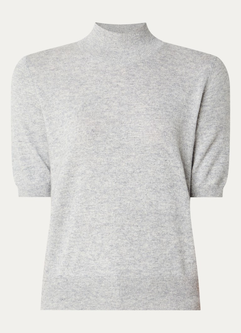 Benetton Dames Fijngebreid T-shirt in kasjmierblend met ronde hals in de kleur Lichtgrijs