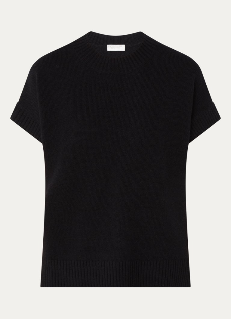 Benetton Dames Spencer in wolblend met split in de kleur Zwart