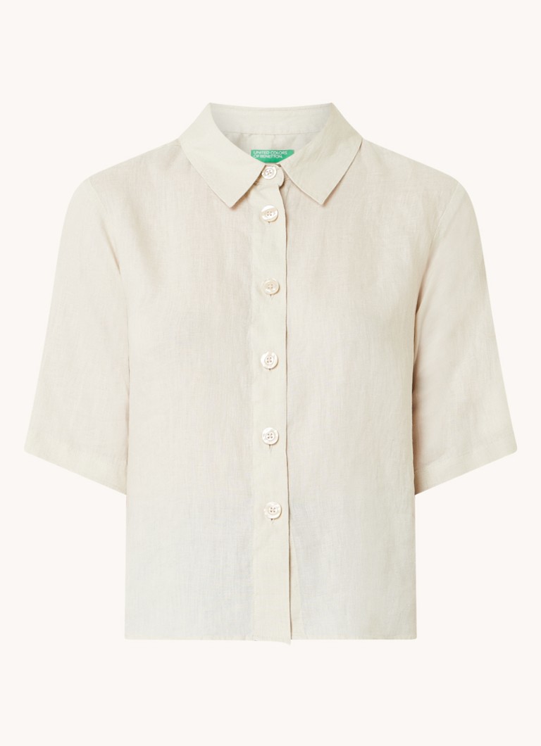 Benetton Dames Blouse van linnen in de kleur Zand