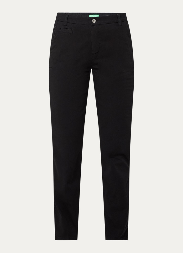 Benetton Dames High waist slim fit chino met steekzakken in de kleur Zwart