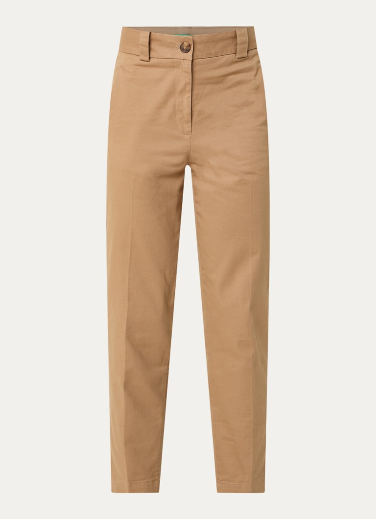 Benetton Dames High waist cropped tapered fit pantalon met steekzakken in de kleur Camel