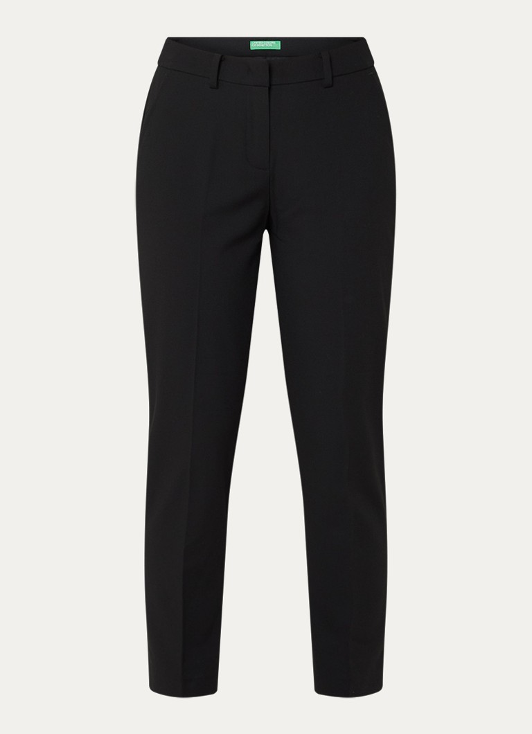 Benetton Dames High waist tapered cropped pantalon met stretch in de kleur Zwart