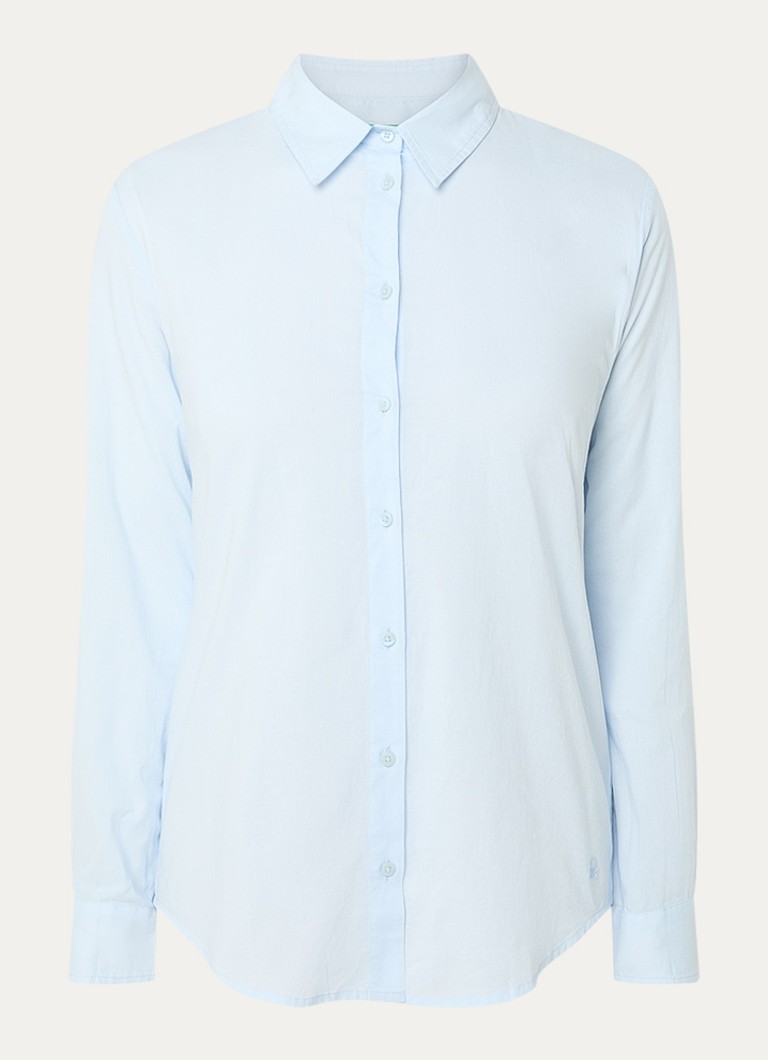 Benetton Dames Blouse met kraag in de kleur Lichtblauw