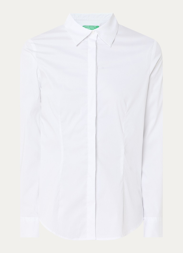Benetton Dames Blouse met kraag in de kleur Wit