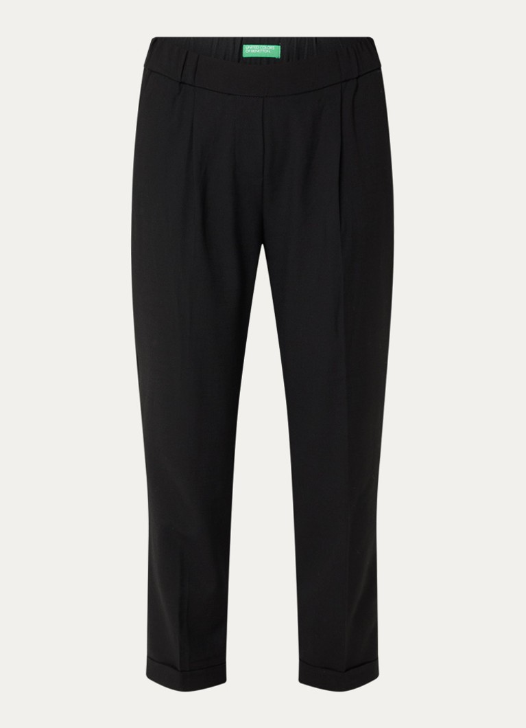 Benetton Dames High waist tapered fit cropped broek met steekzakken in de kleur Zwart
