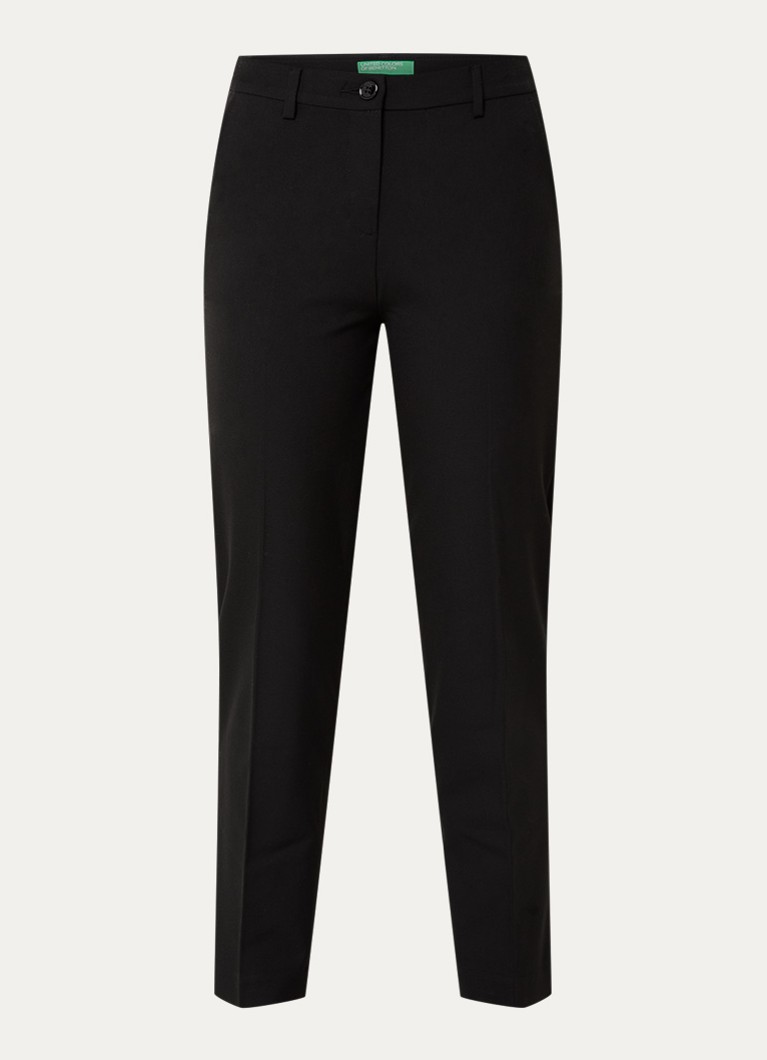 Benetton Dames High waist loose fit cropped pantalon met steekzakken in de kleur Zwart