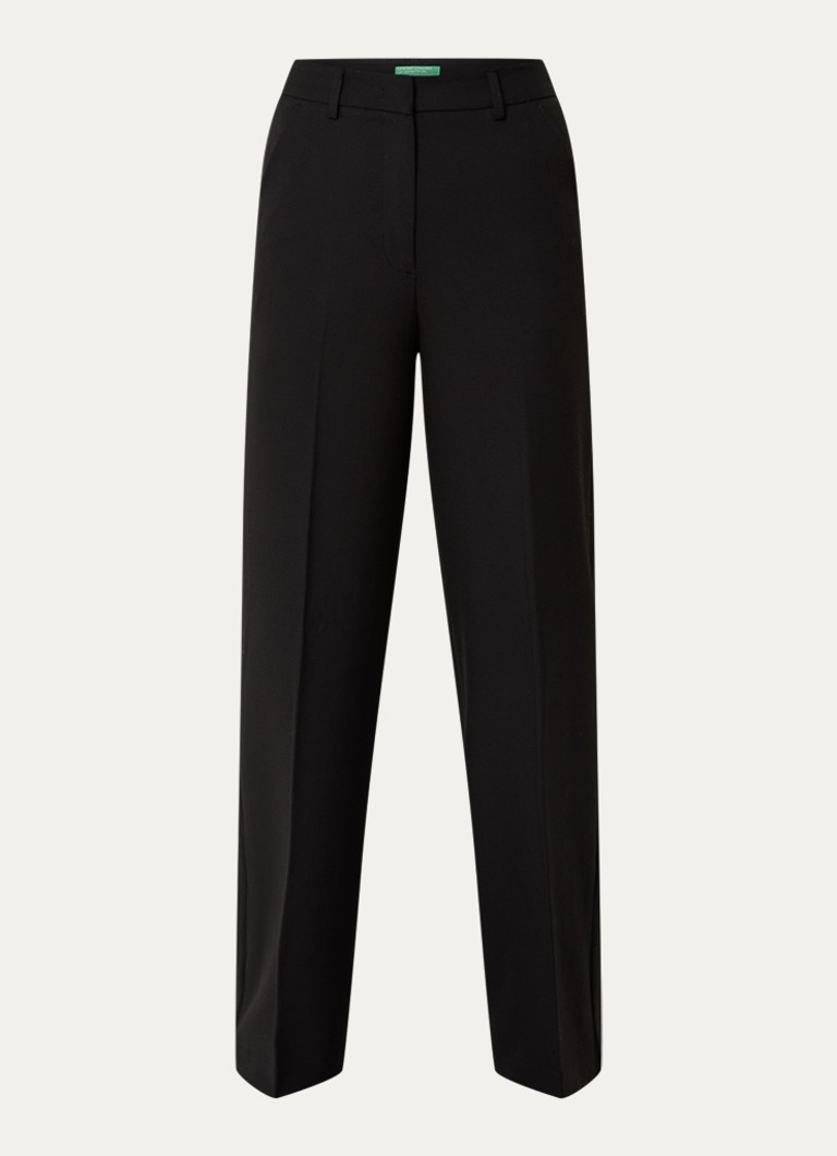 Benetton Dames High waist loose fit pantalon met steekzakken in de kleur Zwart