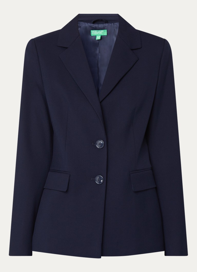 Benetton Dames Blazer met schoudervulling en klepzakken in de kleur Donkerblauw