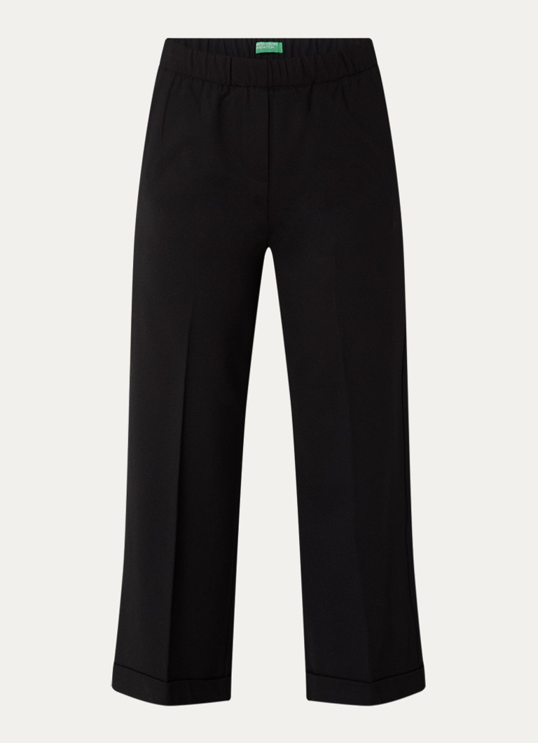 Benetton Dames High waist straight fit cropped broek met steekzakken in de kleur Zwart