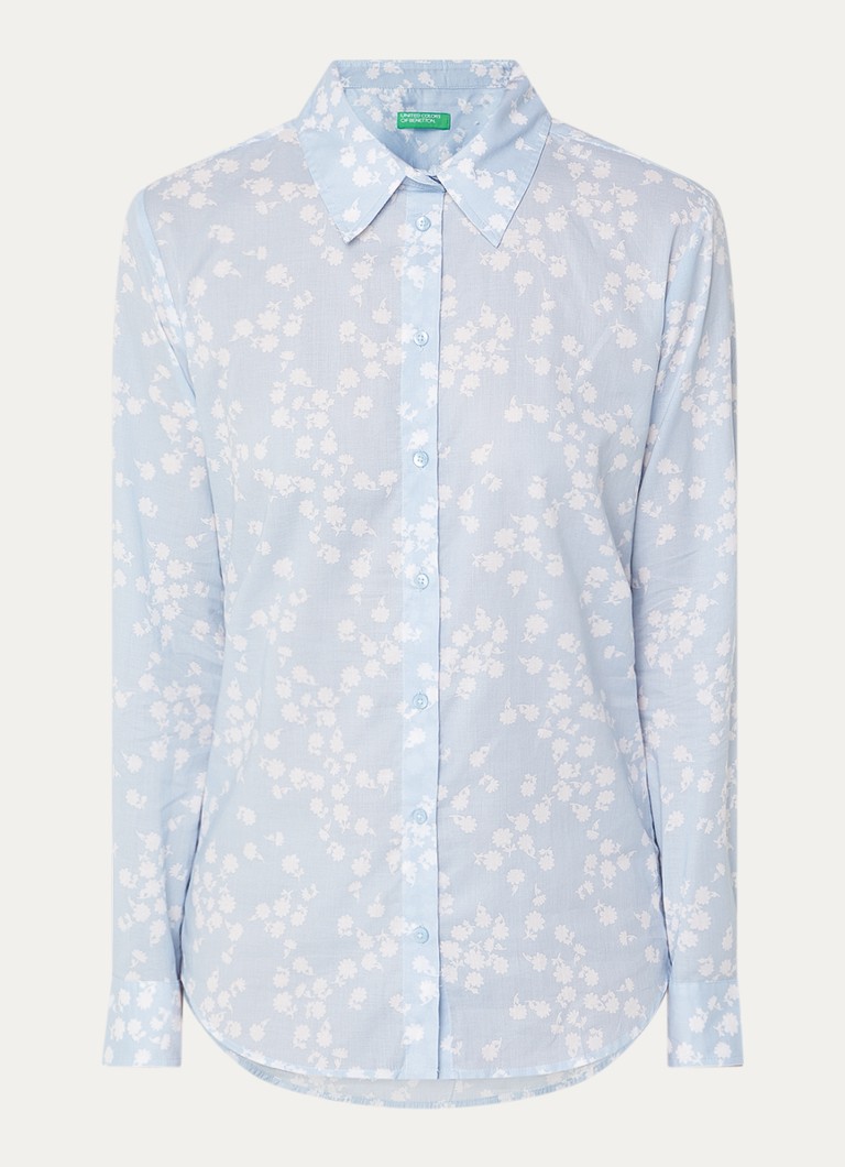 Benetton Dames Blouse met print in de kleur Lichtblauw
