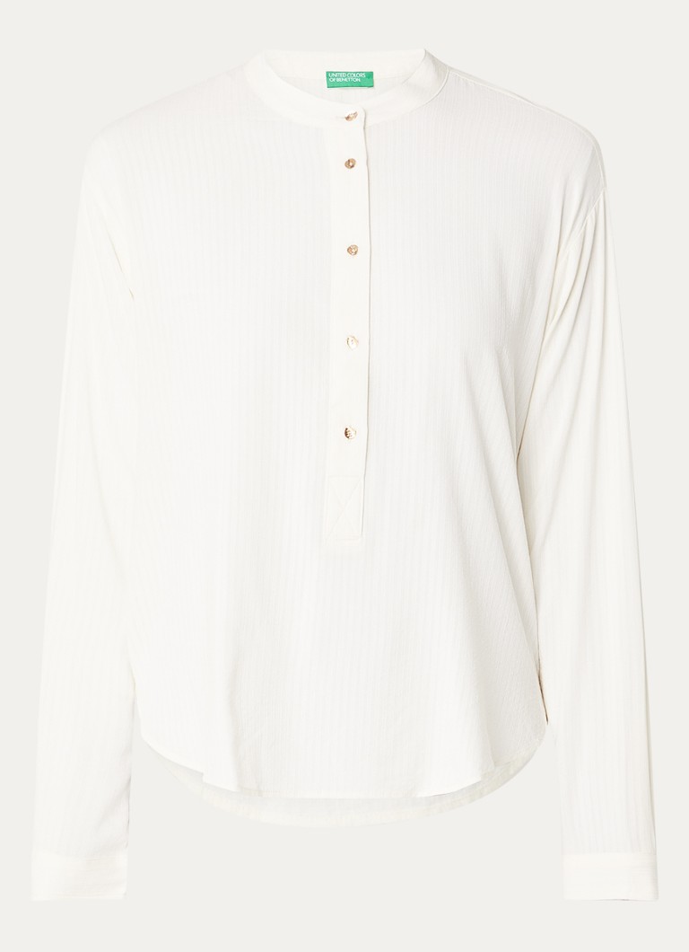Benetton Dames Semi-transparante tuniek met ronde hals in de kleur Creme