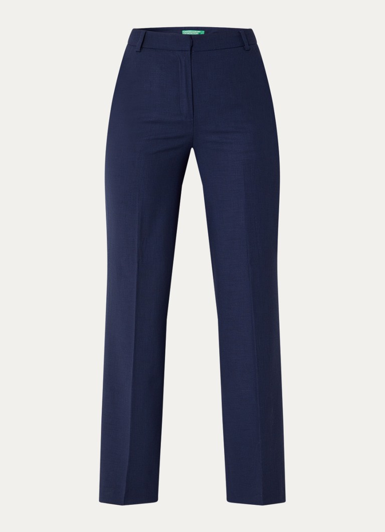 Benetton Dames High waist straight fit pantalon met steekzakken in de kleur Donkerblauw