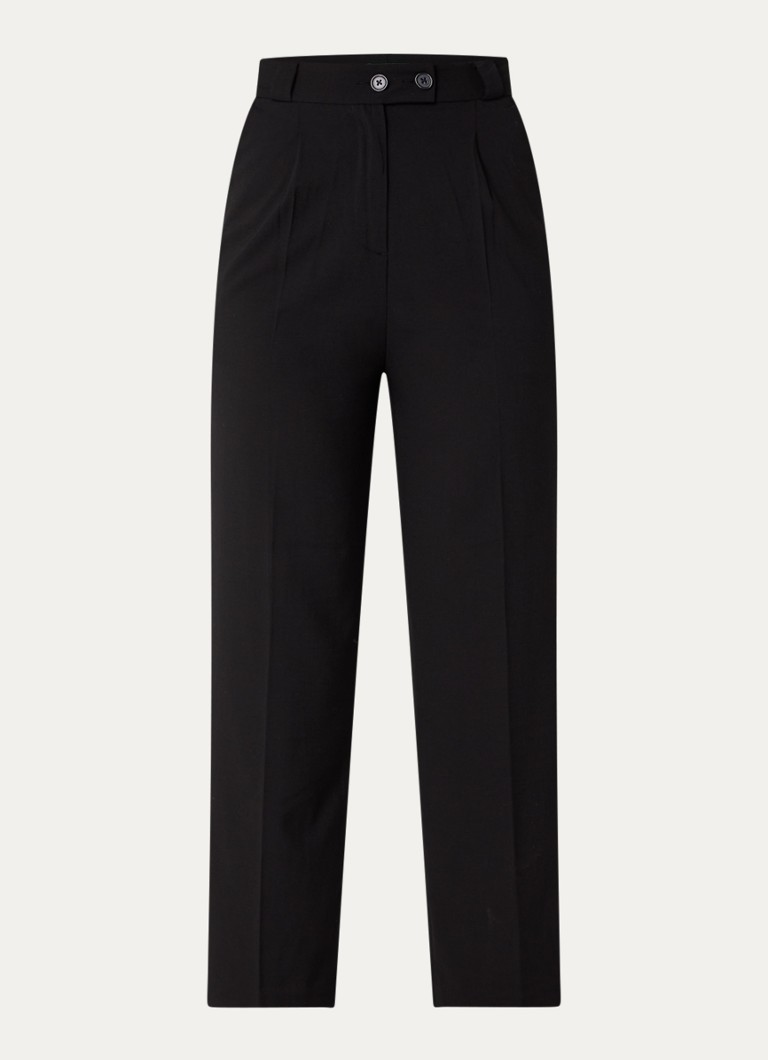 Benetton Dames High waist tapered fit pantalon met steekzakken in de kleur Zwart