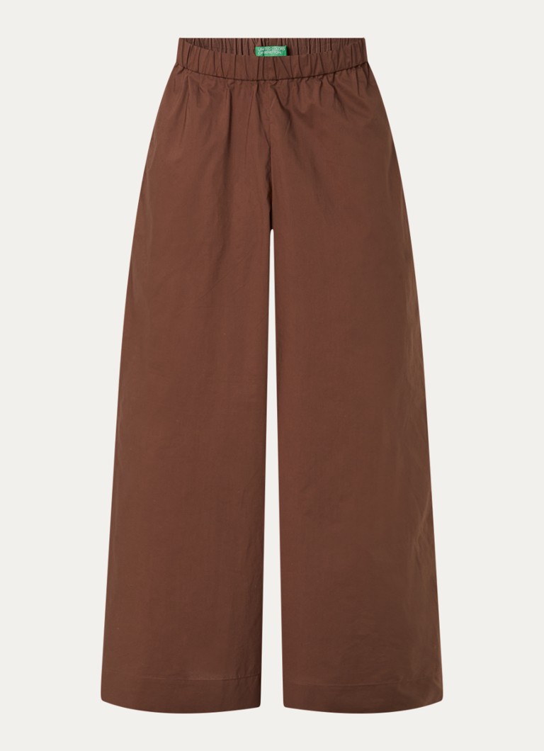 Benetton Dames High waist wide fit broek met steekzakken in de kleur Bruin