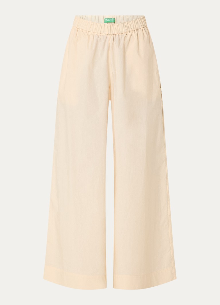 Benetton Dames High waist wide fit broek met steekzakken in de kleur Creme