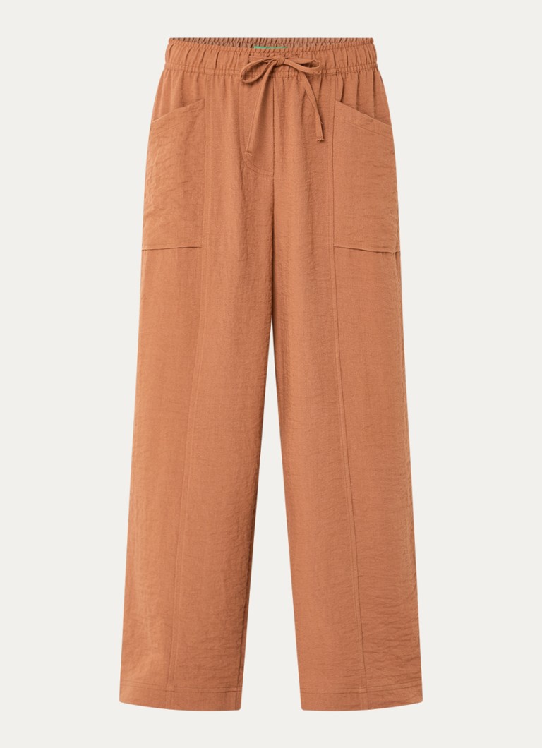 Benetton Dames HIgh waist straight fit pantalon met opgestikte zakken in de kleur Oranjebruin