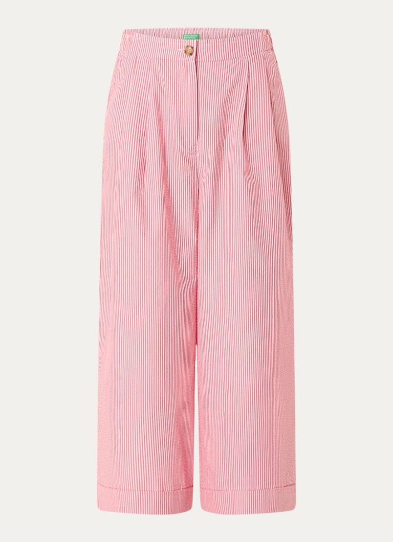 Benetton Dames High waist wide fit cropped pantalon met steekzakken in de kleur Koraalroze