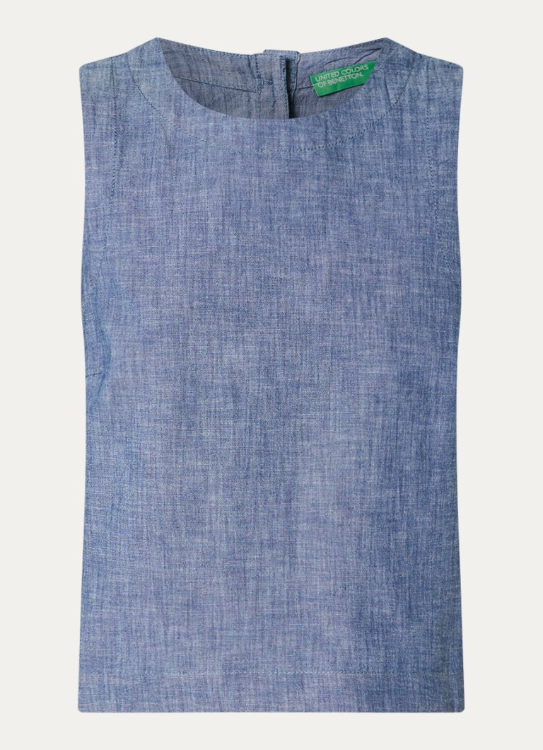 Benetton Dames Top van chambray in de kleur Blauw