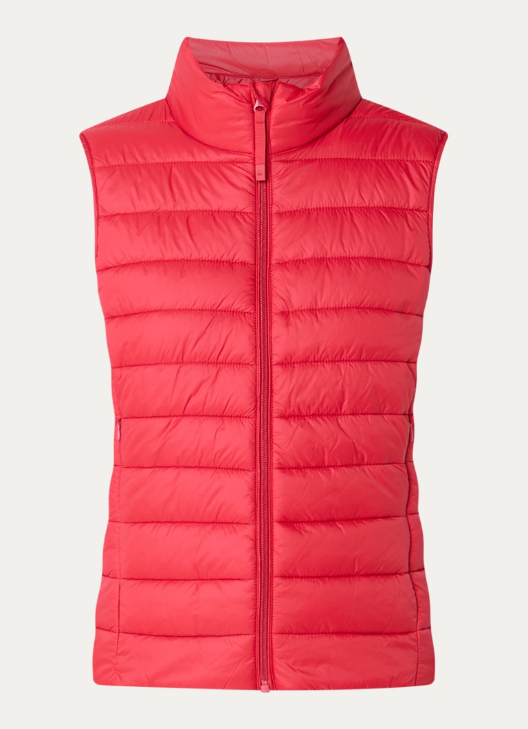 Benetton Dames Gewatteerde bodywarmer met waterafstotende coating in de kleur Koraalrood