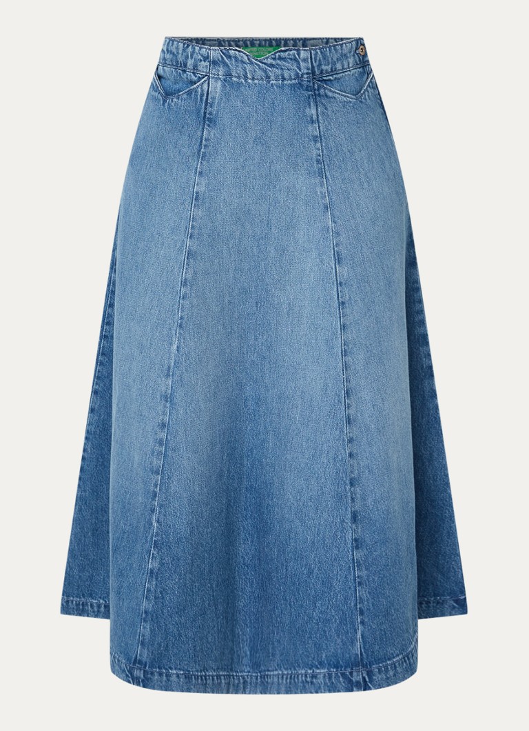 Benetton Dames Midi A-lijn spijkerrok in de kleur Indigo