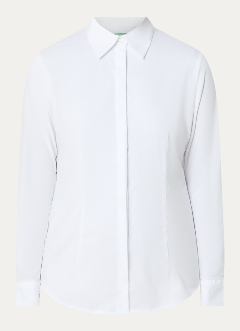 Benetton Dames Blouse met kraag in de kleur Gebroken wit