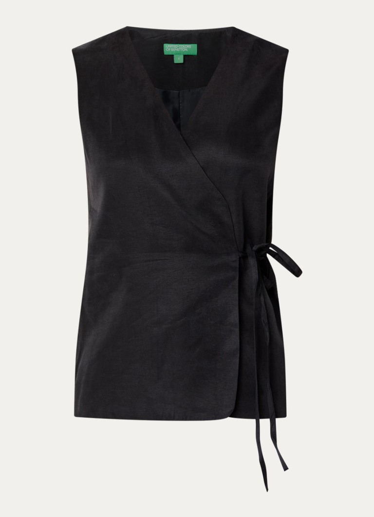 Benetton Dames Gilet met strikceintuur in de kleur Zwart