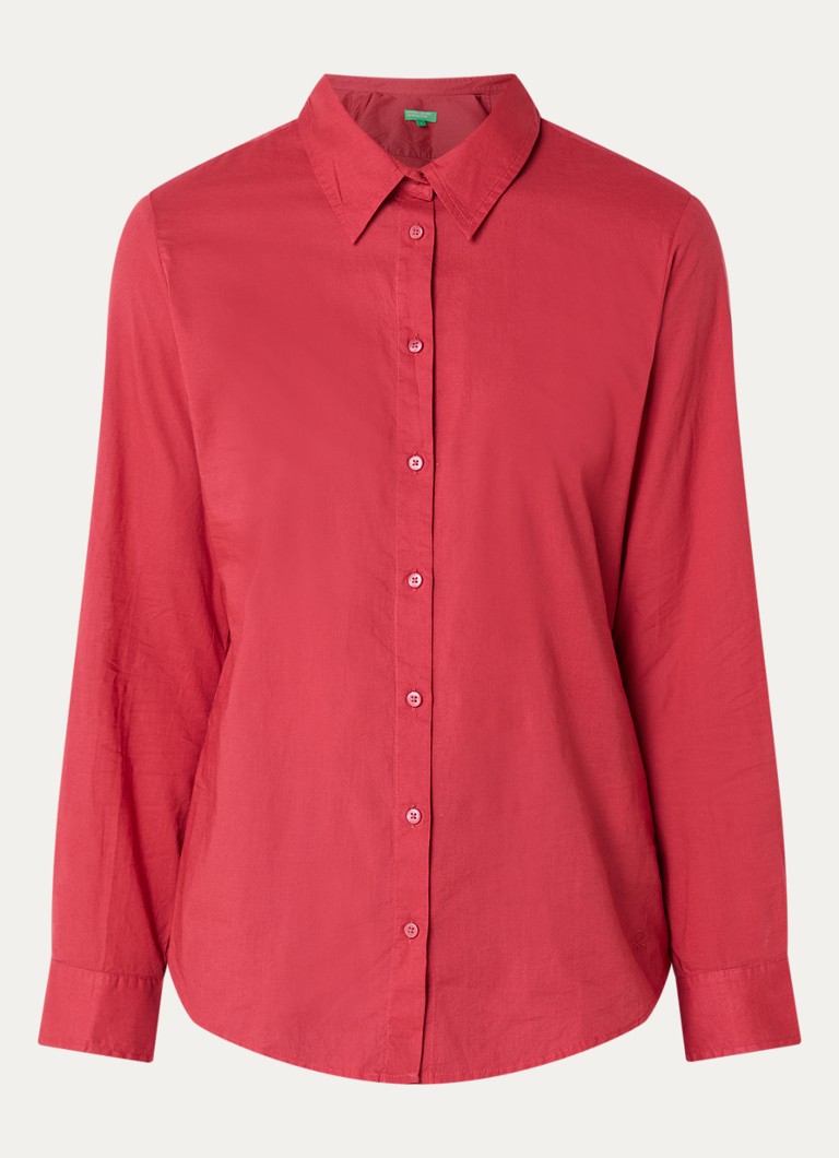 Benetton Dames Blouse met kraag in de kleur Koraalrood