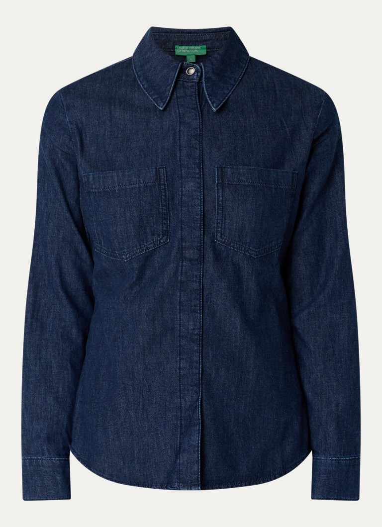 Benetton Dames Blouse met borstzakken in de kleur Indigo