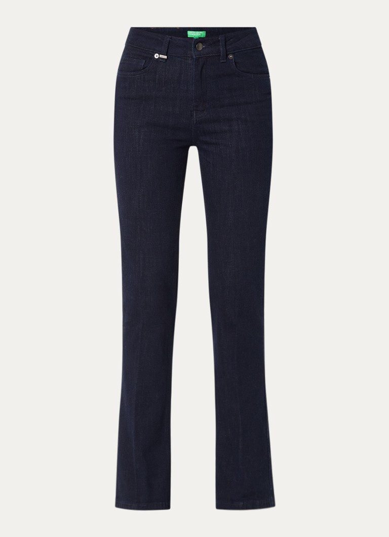 Benetton Dames High waist flared fit jeans met donkere wassing in de kleur Indigo