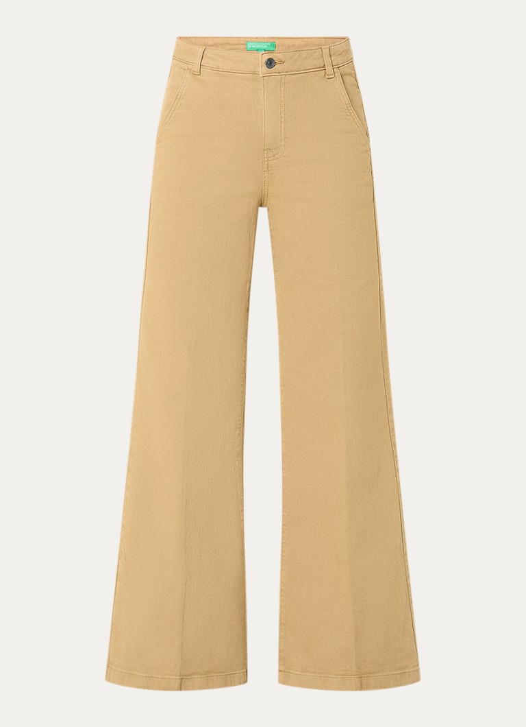 Benetton Dames Mid waist wide fit jeans met gekleurde wassing in de kleur Camel
