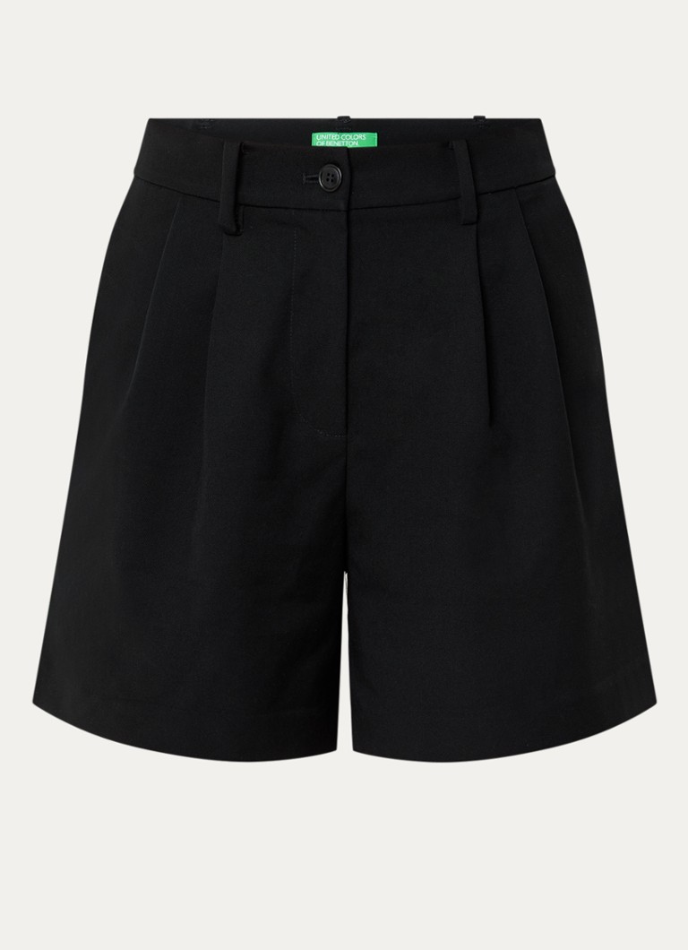 Benetton Dames High waist wide fit korte broek met steekzakken in de kleur Zwart