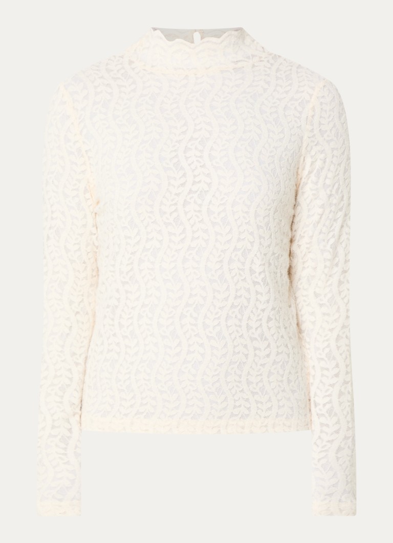 Benetton Dames Top met opengewerkt dessin in de kleur Beige