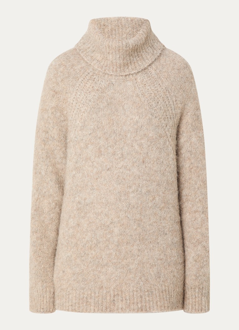 DILUKA Dames 100% alpaca pullover ronde hals, wijnrood, L