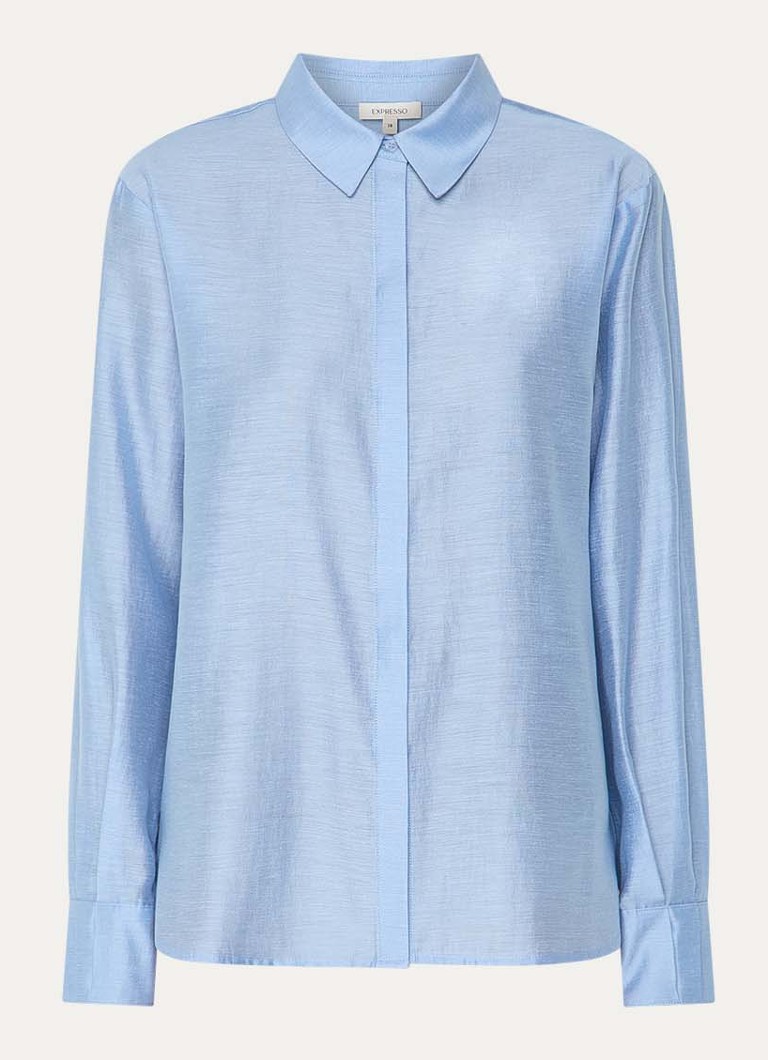 Expresso Dames Blouse in linnenblend in de kleur Lichtblauw