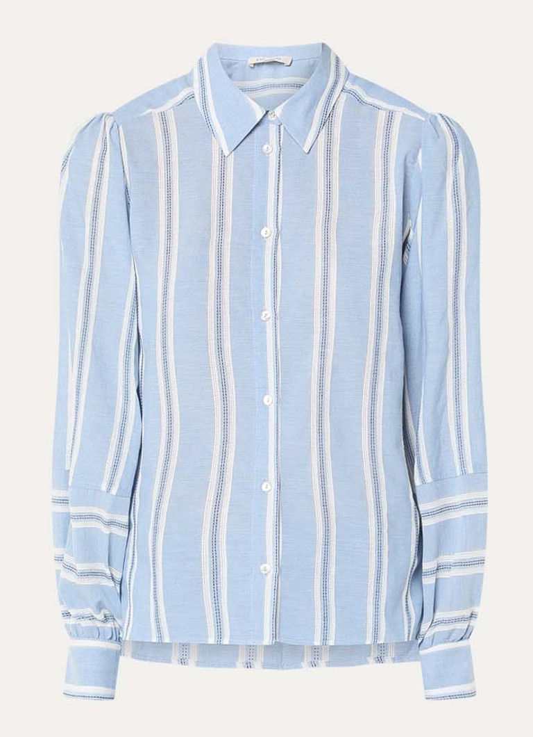Expresso Dames Helia blouse met streepprint in de kleur Staalblauw