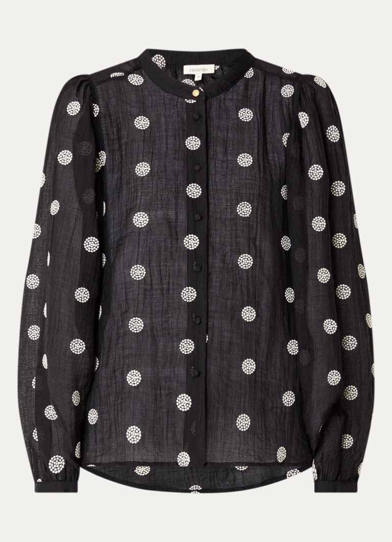 Expresso Dames Blouse met borduring in de kleur Zwart