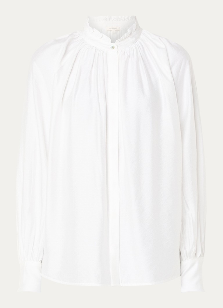 Expresso Dames Blouse met ballonmouw en opstaande kraag in de kleur Wit