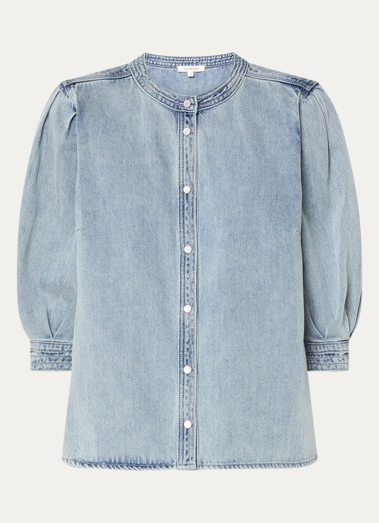 Expresso Dames Blouse van denim met pofmouw in de kleur Indigo