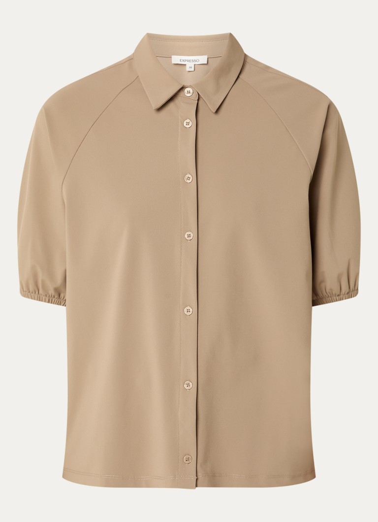 Expresso Dames Blouse met ballonmouw in de kleur Roestbruin