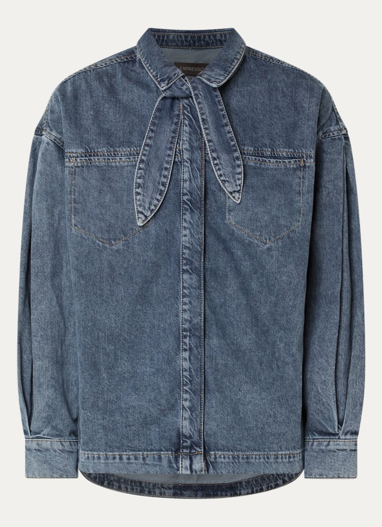 Expresso Dames Spijkerblouse met borstzakken in de kleur Indigo